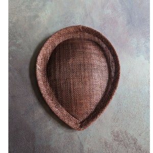 7&quot; Redwood Sinamay Fascinator Base for DIY Hat Millinery Supply Teardrop Shape with Sleeve for Headband or Clip