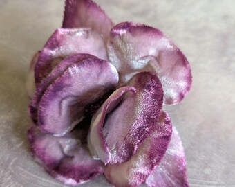 4.5" Vintage Silk Velvet Rose Plum Lavender Mauve Ombre Shaded Handmade in Europe Millinery Flower NOS for Hats Gowns Sash Fascinators