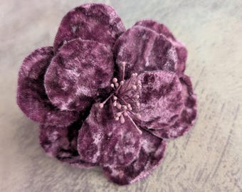3.75" Light Plum Velvet Rose NOS Vintage Millinery Flower for Hats, Gowns, Crafts