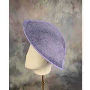 12" Purple Heather Hat Base Fascinator Hat Form for DIY Millinery Supply Teardrop Shape Buckram 30cm Wide Upturned Brim Not Ready To Wear
