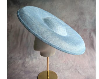 18" Light Blue Hat Base Sinamay Dome-Style Brim Hatinator Form with Sleeve for Headband DIY Millinery Supply Not Ready to Wear