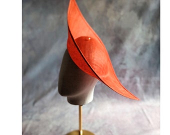Orange Hat Base Sinamay Straw Hat Form for DIY Hatinator Millinery Supply Oblong Shape Upturned Brim Not Ready To Wear