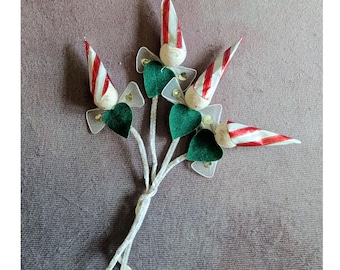 Vintage Spun Cotton Elf Heads Lot of 4 Mid Century Pixie Decorations for Crafts  Christmas Decorations