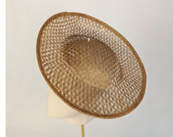 12" Toast Hat Base Sinamay Straw Upturned Brim Warm Brown Hat Form for DIY Hat Millinery Supply Round Shape Not Ready to Wear