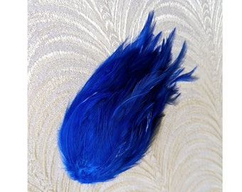 Vintage Cobalt Royal Blue Feather Pad Millinery Decoration Hackle Feathers for Hats, Costumes, Crafts, Fly Tying FP013