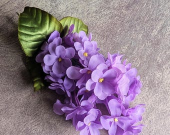 Vintage Lilacs Light Purple Millinery Flowers with Leaves from Germany for Hats Fascinators, Crafts