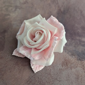5" Pale Pink Silk and Velvet Rose Millinery Flower for Hats Fascinators Gowns Costumes