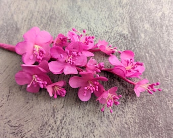 Bright Pink Silk Vintage Millinery Flowers with Stamens for Hats Fascinators, Crafts, Costumes