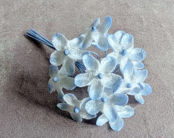Velvet Forget Me Nots Shaded Light Blue Pink Millinery Flowers One Dozen 1" Blossoms for Hats Crafts
