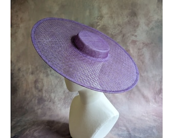 17.25" Light Purple Cartwheel Hat Base Woven Sinamay Straw Wide Hatinator Form for DIY Millinery Supply Round Shape Not Ready to Wear