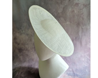 13" Ivory Saucer Hat Base Contoured Sinamay Straw Hat Form for DIY Millinery Supply Round Shape Upturned Brim Not Ready to Wear