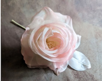 5" Vintage Pink Rose Blush Silk and Organdy Millinery Flower NOS for Hats Fascinators Gowns 4FV0173P