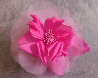 5" Silk and Organdy Rose Hot Pink Millinery Flower for Hats Fascinators