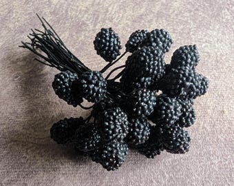 Vintage Tiny Blackberries Millinery Fruit Decoration Bunch of 36 NOS Germany for Hats Crafts
