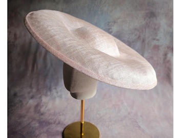 18" Light Pink Hat Base Sinamay Straw Dome-Style Brim Hatinator Form with Sleeve for Headband DIY Millinery Supply Not Ready to Wear