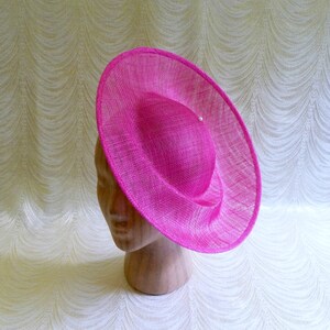 Fuchsia Pink Saucer Hat Base Sinamay Straw Fascinator Hat Form for DIY Millinery Supply 12 Inch Round Shape Upturned Brim Not Ready to Wear image 1