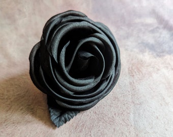 Black Silk Rose 3.75" Millinery Flower for Hats, Corsage, Gowns, Fascinators High Quality
