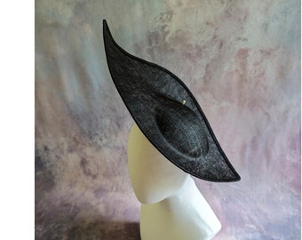 17" Black Hatinator Base Sinamay Straw Navette Pointed Elliptical Hat Form for DIY Fascinator Millinery Supply  Not Ready to Wear