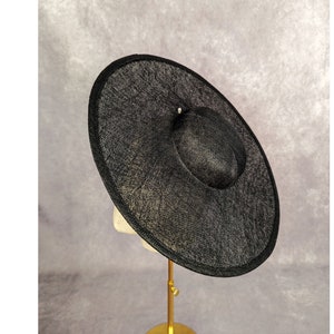 15 Black Cartwheel Hat Base Sinamay Straw Wide Brim Large Hat Form for DIY Derby Hat Millinery Supply Round Shape Not Ready to Wear image 1