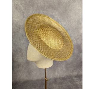 12&quot; Honey Gold Hat Base Sinamay Straw Upturned Brim Hat Form for DIY Hat Millinery Supply Round Shape Not Ready to Wear