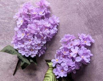 One Bunch Vintage lavender Lilacs Millinery Flowers with Leaves 2 Sizes You Choose from Germany for Hats Fascinators, Crafts