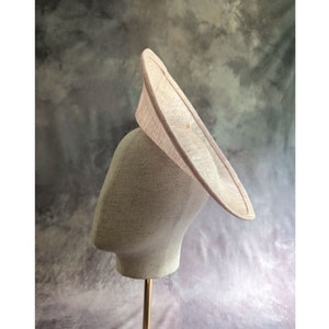 11&quot; Pale Peachy Pink Hat Base Upturned Brim Sinamay Straw Hatinator Form with Sleeve for Headband DIY Millinery Supply Not Ready to Wear