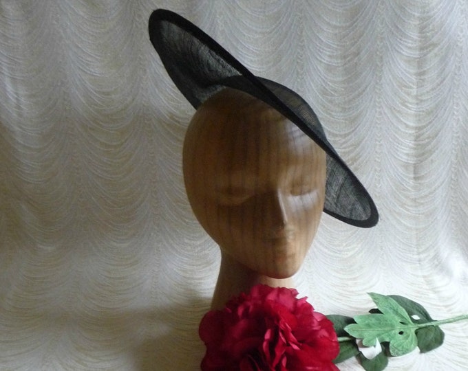 Black Saucer Hat Base Contoured Sinamay Straw Wide Hat Form Etsy