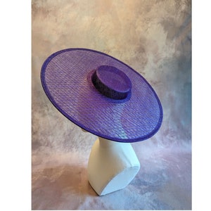 17.25 Dark Purple Cartwheel Hat Base Woven Sinamay Straw Wide Hatinator Form for DIY Millinery Supply Round Shape Not Ready to Wear image 1