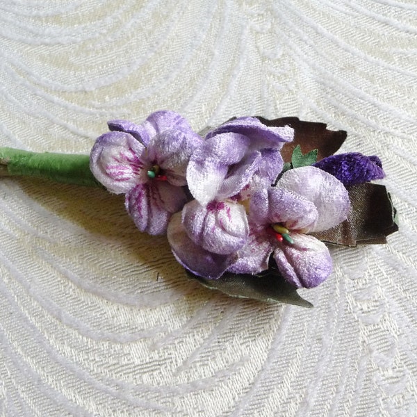 Velvet Millinery Pansies Lavender Bunch of Six Old Fashioned Bunch for Hats, Corsage, Crafts 3FN0090L