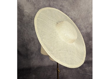 15" Ivory Cartwheel Hat Base Sinamay Straw Wide Brim Large Hat Form for DIY Derby Hat Millinery Supply Round Shape Not Ready to Wear