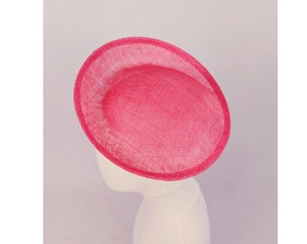 9.5" Hot Pink Scoop  Saucer Fascinator Hat Base Contoured Sinamay Straw for DIY Millinery Supply  Round Shape Not Ready to Wear