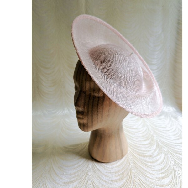 Light Peachy Ballet Pink Saucer Hat Base Sinamay Straw Fascinator Hat Form for DIY Millinery Supply 12 Inch Round Shape Not Ready to Wear