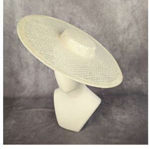 17.25 Ivory Cartwheel Hat Base Woven Sinamay Straw Wide Hat Form for DIY Millinery Supply Round Shape Not Ready to Wear image 2