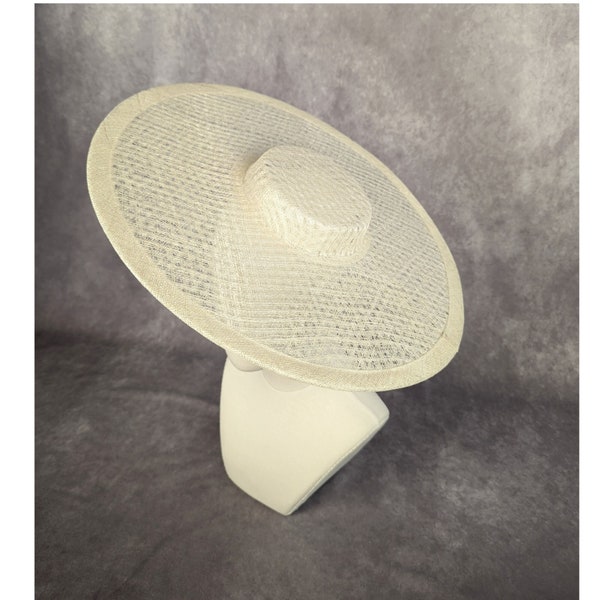 17.25" Ivory Cartwheel Hat Base Woven Sinamay Straw Wide Hat Form for DIY Millinery Supply Round Shape Not Ready to Wear