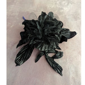 6&quot; Velvet Millinery Flower Solid Black Peony for Fascinators, Hats, Costumes, Gowns 3FN0092BK