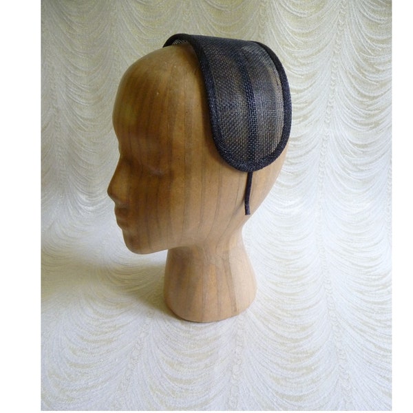 Black Sinamay Fascinator Base on Headband for DIY Millinery