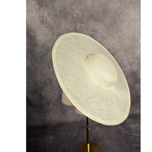 15" Ivory Cartwheel Hat Base Sinamay Straw Wide Brim Large Hat Form for DIY Derby Hat Millinery Supply Round Shape Not Ready to Wear