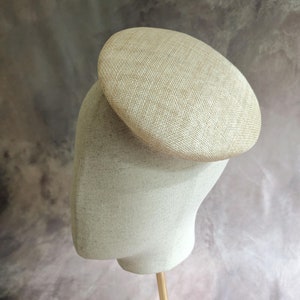 Natural Sinamay Fascinator Hat Base 7&quot; Round Pale Tan Button Style for Hats DIY Millinery Not Ready to Wear