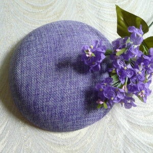 6&quot; Lavender Purple Heather Tweed Fascinator Base Fabric Smartie Pillbox Button Style Form for Hats DIY Millinery