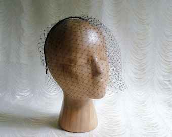 Black Veiling with Satin Wrapped Headband for DIY Birdcage Blusher Millinery Supply Russian French Netting Veil Fascinators