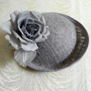 Gray Heather Tweed Fascinator Base Scoop Hat Form Upturned Brim for DIY Hat Millinery Supply Round Shape Not Ready To Wear