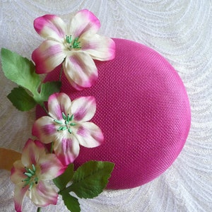 Fuchsia Pink Fascinator Base Buckram Fabric Smartie Pillbox Button Style for Hats DIY Millinery