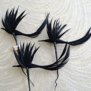 Three Vintage Birds Millinery Decorations Blackbirds Black Feathers for Hats Fascinators Crafts NOS from Japan