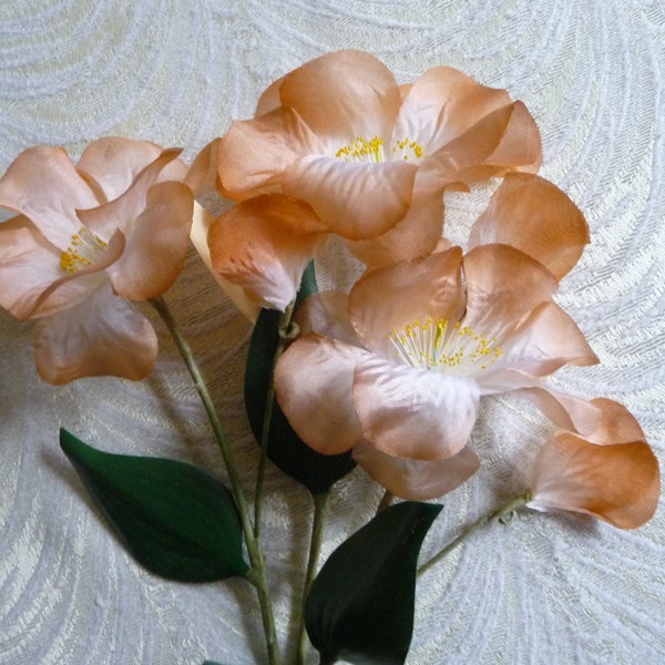 Vintage Millinery Petunias Germany NOS Bunch of Three Peach Rust Flowers with Buds for Hats Fascinators Bouquets  Floral Arrangements