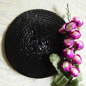 Small Round Fascinator Base Black with Comb for DIY Straw Millinery Hat Projects