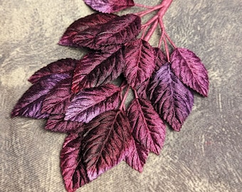 Velvet Leaves Millinery Plum Purple Ombre Beautiful Spray of 18 for Hats Scrapbooking, Fascinators 7LN0003PL