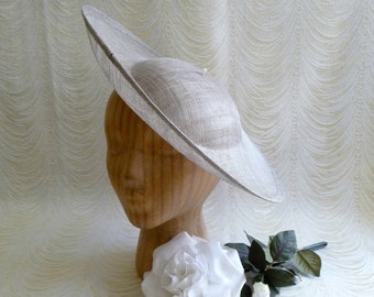 Gray Saucer Hat Base Contoured Sinamay Straw Wide Hat Form for DIY Hat Millinery Supply Round Shape Upturned Brim Not Ready to Wear