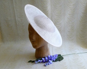 Off White Saucer Hat Base Contoured Sinamay Straw Wide Hat Form for DIY Hat Millinery Supply Round Shape Upturned Brim Not Ready to Wear