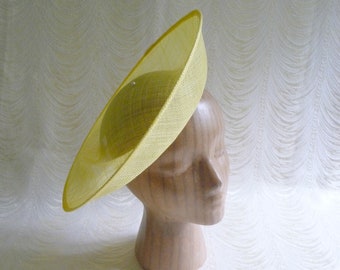 Yellow Saucer Hat Base Sinamay Straw Fascinator Hat Form for DIY Millinery Supply 12 Inch Round Shape Upturned Brim Not Ready to Wear