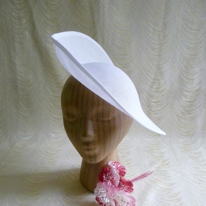 12 White Hatinator Base Fascinator Hat Form for DIY Millinery Supply Buckram 30cm Wide Upturned Brim Not Ready To Wear image 1